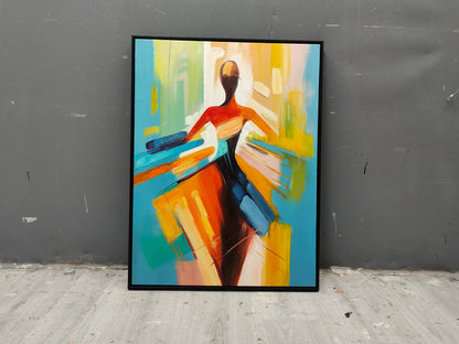 Vibrant Abstract Dance Oil Painting for Modern Home Decor