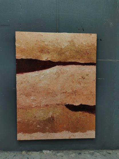 Abstract Wabi-Sabi Landscape Oil Painting for Elegant Home Decor