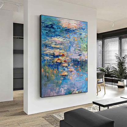 Serene Water Lilies Oil Painting for Tranquil Home Decor