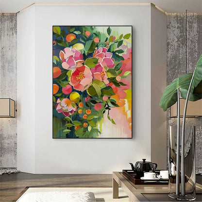Vibrant Floral Oil Painting for Home Decor and Art Lovers