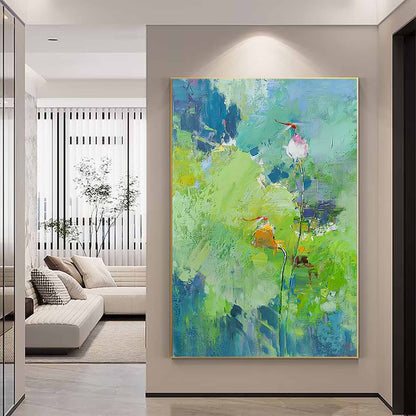 Vibrant Floral Oil Painting on Canvas – Modern Botanical Artwork for Home Decor