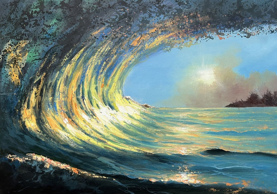 Stunning Ocean Wave Oil Painting in Hyperrealism Style