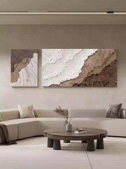 Textured Beach and Ocean Landscape Oil Painting for Coastal Home Decor