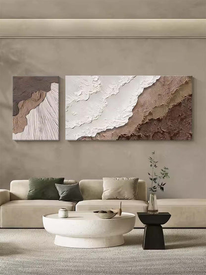 Textured Beach and Ocean Landscape Oil Painting for Coastal Home Decor