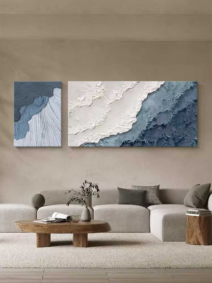 Coastal Serenity: Ocean Waves Oil Painting for Beach Home Decor