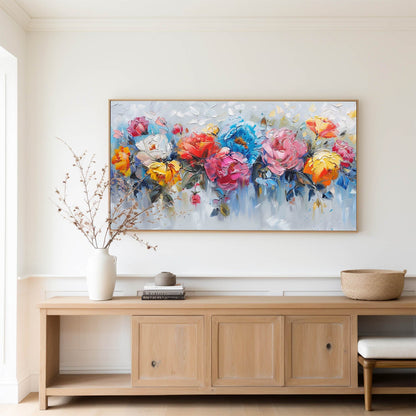 Vibrant Floral Abstract Oil Painting for Modern Home Decor