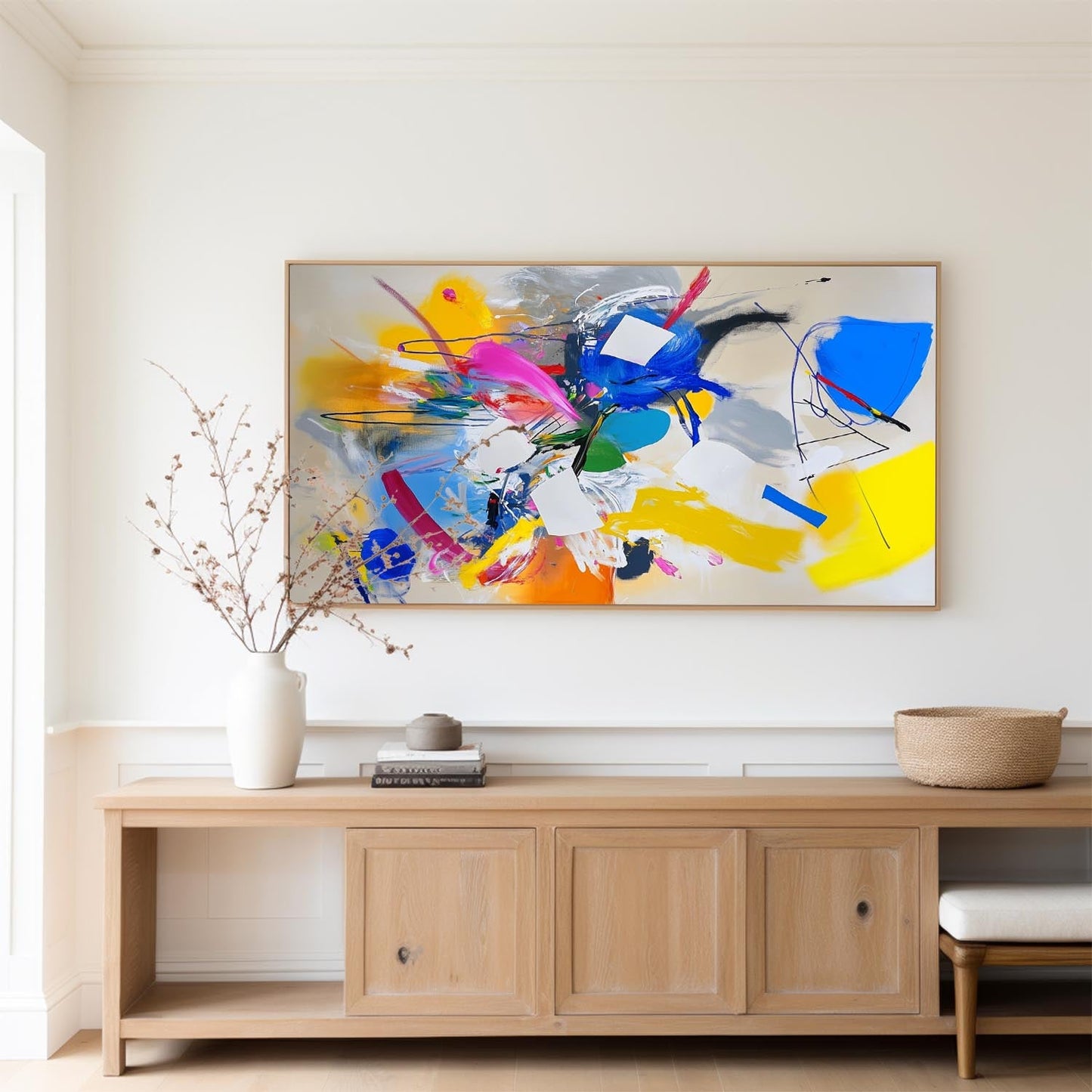 Vibrant Modern Abstract Oil Painting for Contemporary Home Decor