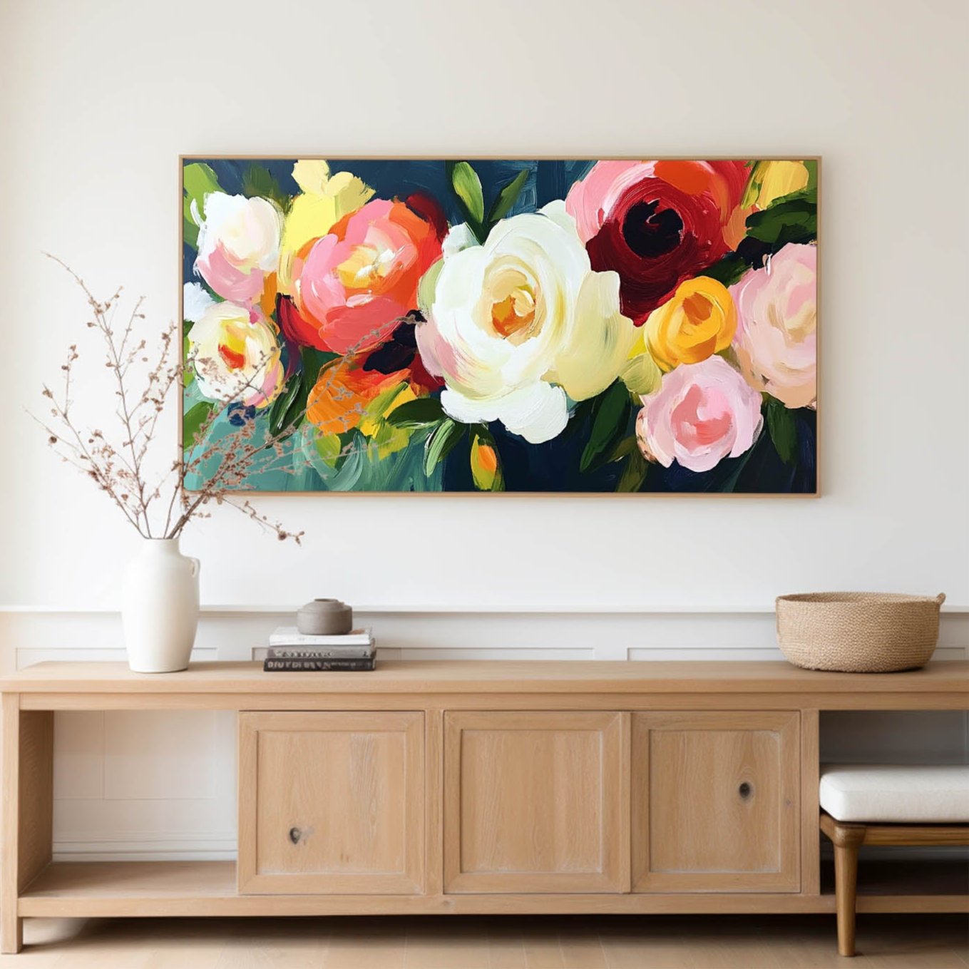 Vibrant Floral Oil Painting | Modern Abstract Art for Elegant Home Decor