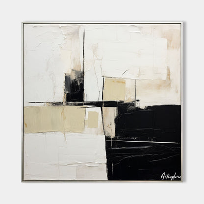 Contemporary Black and White Abstract Oil Painting for Modern Art Lovers