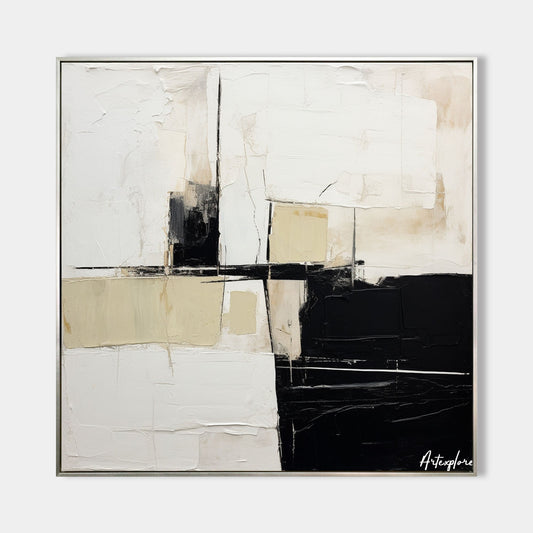 Contemporary Black and White Abstract Oil Painting for Modern Art Lovers