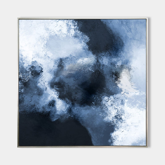 Serene Blue Abstract Oil Painting for Modern Home Décor