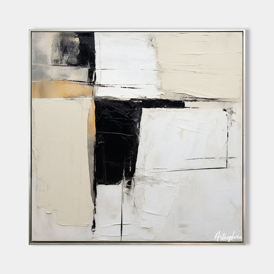 Contemporary Black and White Abstract Oil Painting for Modern Home Decor
