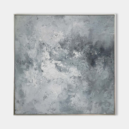 Serene Grey Green Abstract Oil Painting for Modern Art Lovers