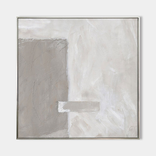 Elegant Brown and White Minimalist Abstract Oil Painting for Modern Home Decor