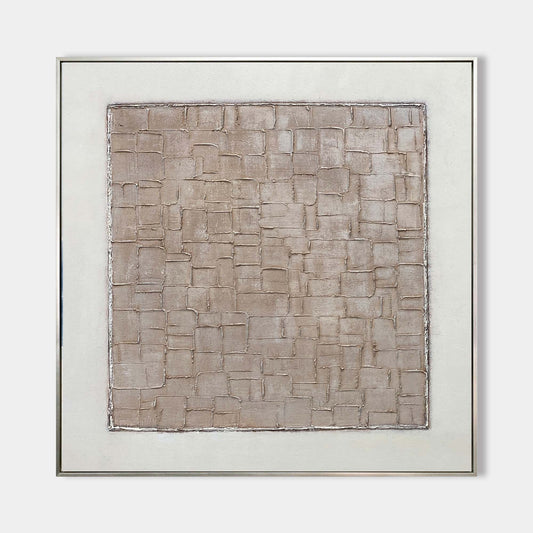 Textured Modern Abstract Oil Painting in Neutral Tones for Stylish Home Decor