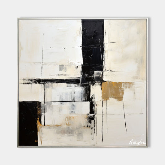 Contemporary Black and White Abstract Oil Painting for Modern Home Decor