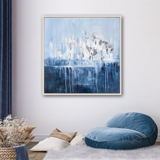 Abstract Blues: Serenity in Oil Painting for Modern Home Décor