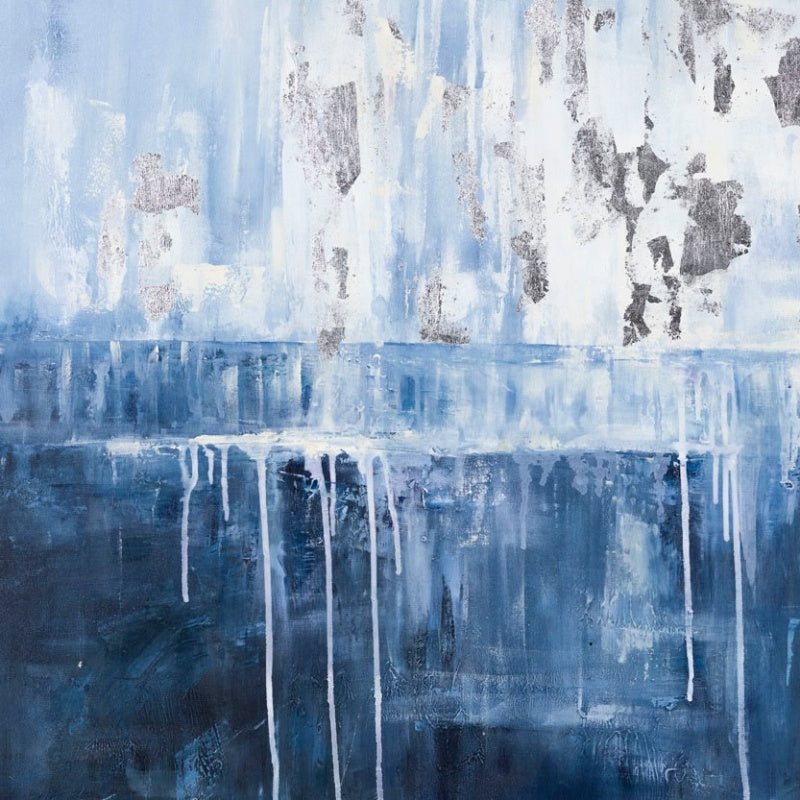 Abstract Blues: Serenity in Oil Painting for Modern Home Décor