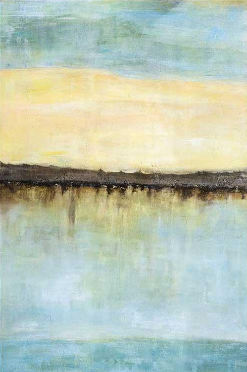 Serene Horizon: Tranquil Landscape Oil Painting for Modern Spaces