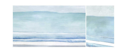 Tranquil Coastal Horizon: Serene Blue Seascape Oil Painting for Home Decor