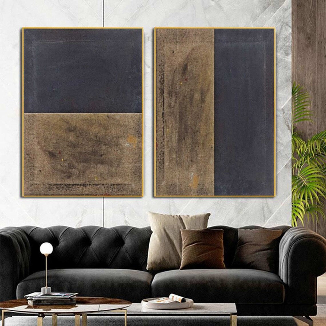 Contemporary Earth Tones Abstract Oil Painting for Modern Home Decor