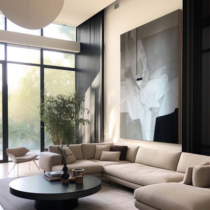 Contemporary Grey Abstract Oil Painting for Modern Home Decor