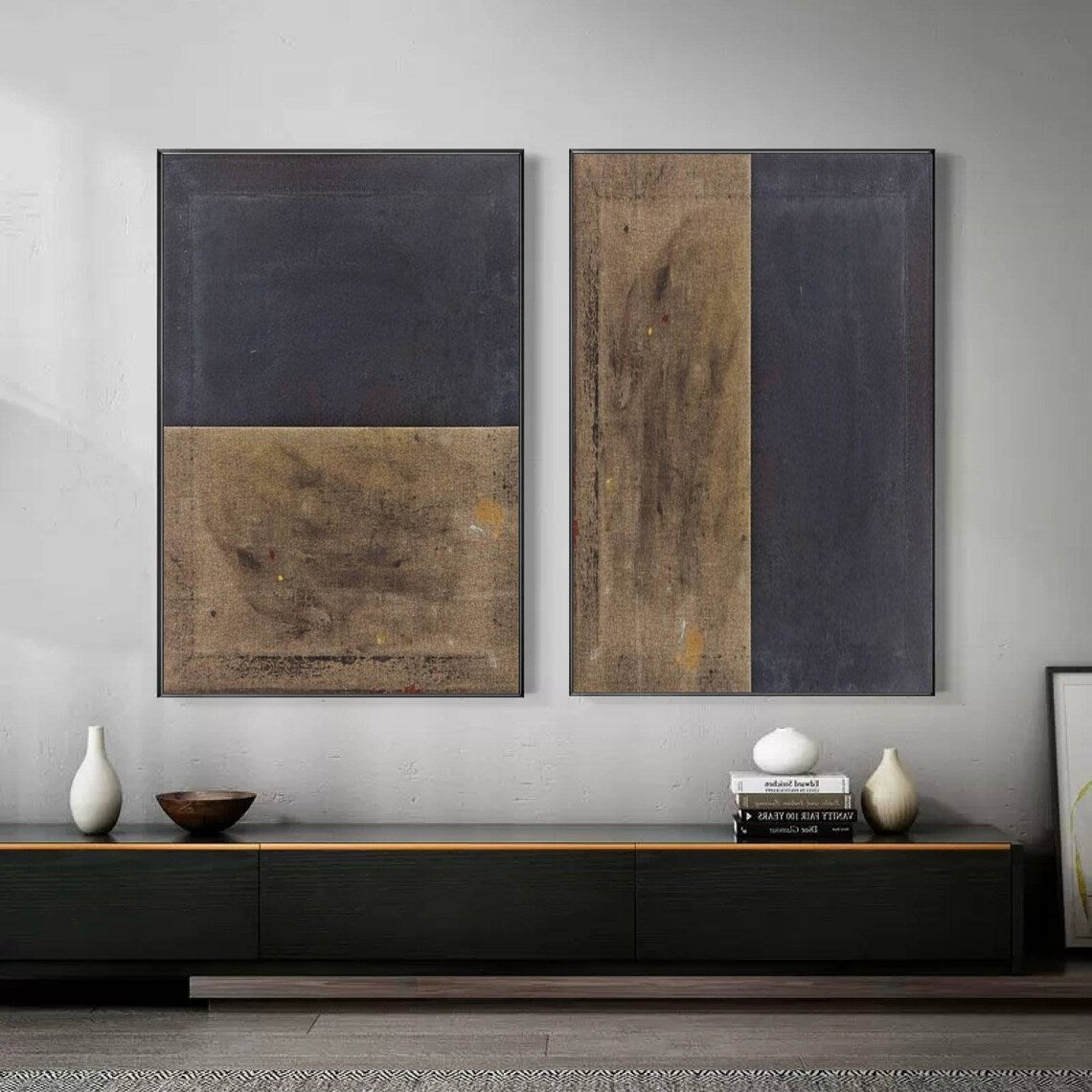 Contemporary Earth Tones Abstract Oil Painting for Modern Home Decor