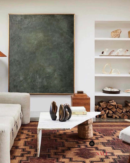 Contemporary Green Abstract Oil Painting for Modern Home Decor