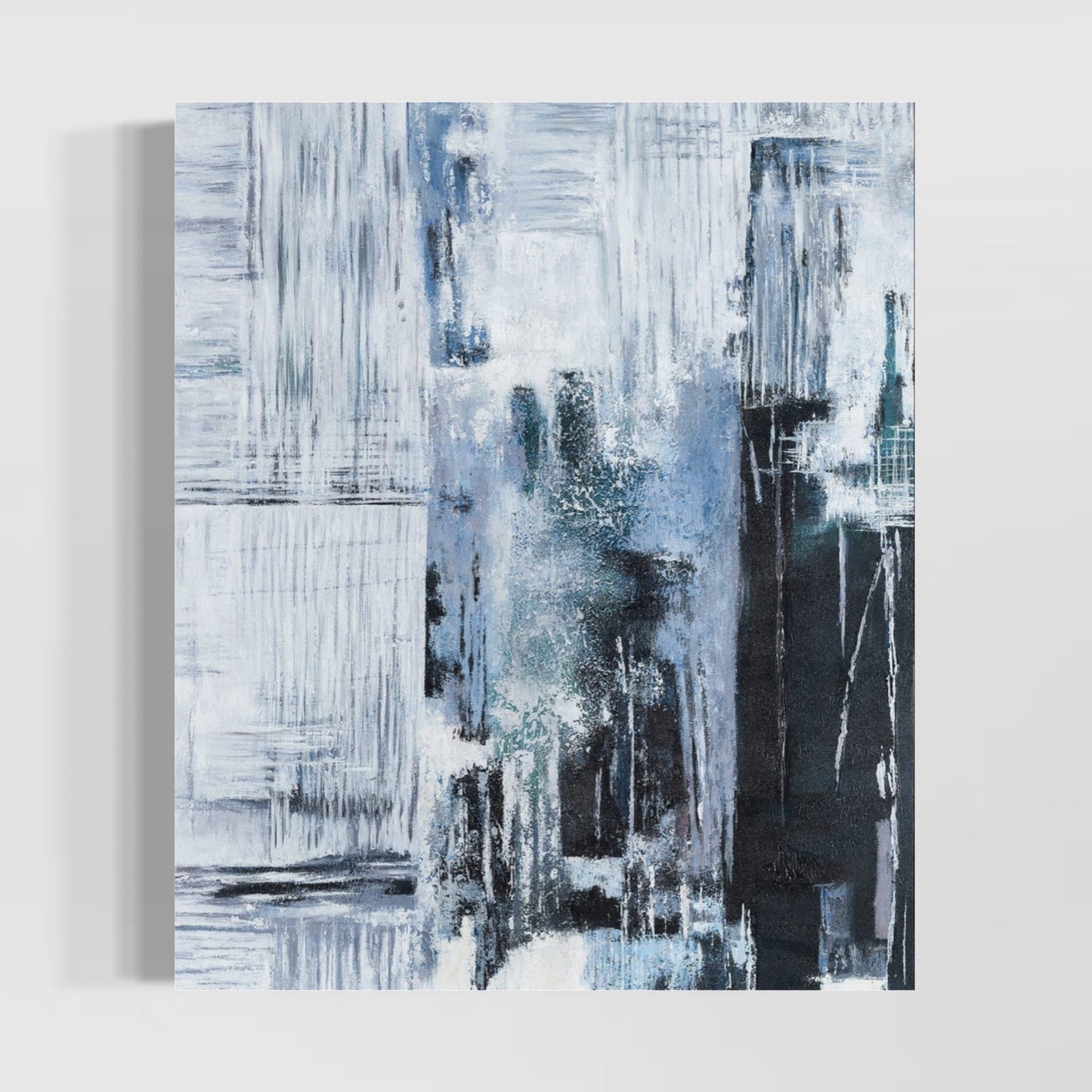 Abstract Blue and Black Oil Painting for Modern Home Decor