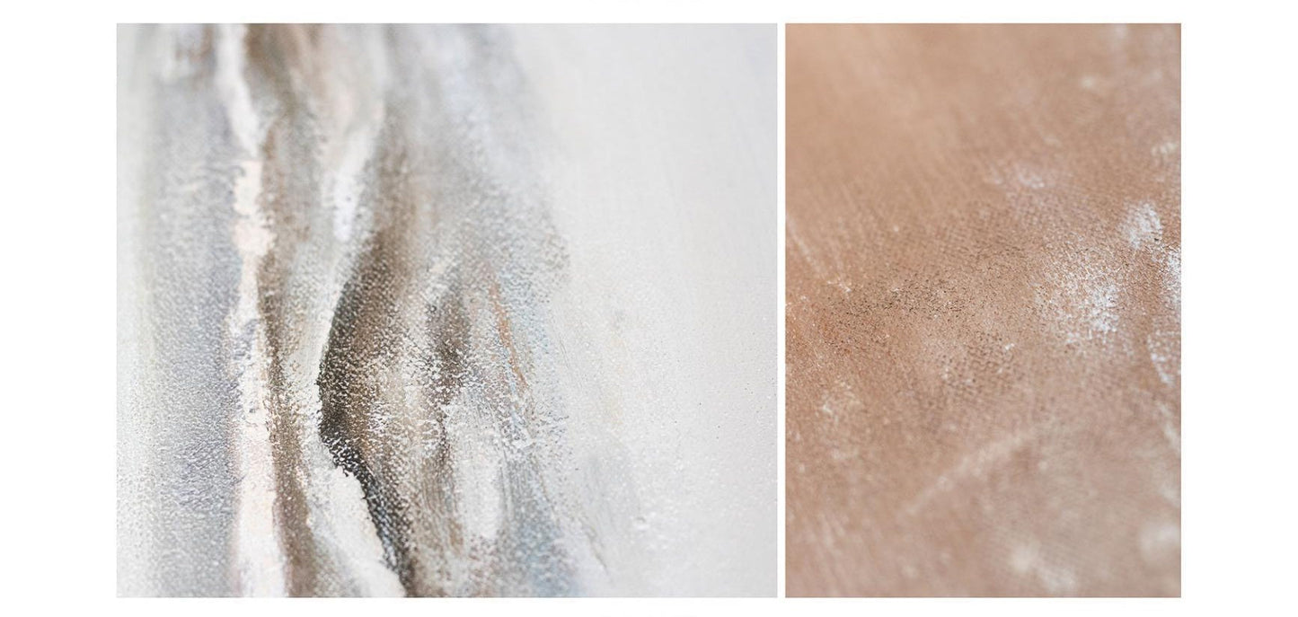 Serene Coastal Landscape Oil Painting, Beach Waves and Soft Sand Decor