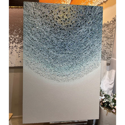 Serene Abstract Oil Painting in Blue Tones for Modern Home Décor