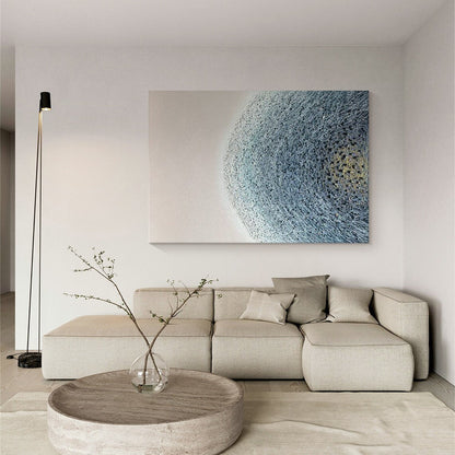 Serene Abstract Oil Painting in Blue Tones for Modern Home Décor