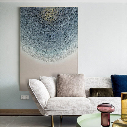 Serene Abstract Oil Painting in Blue Tones for Modern Home Décor