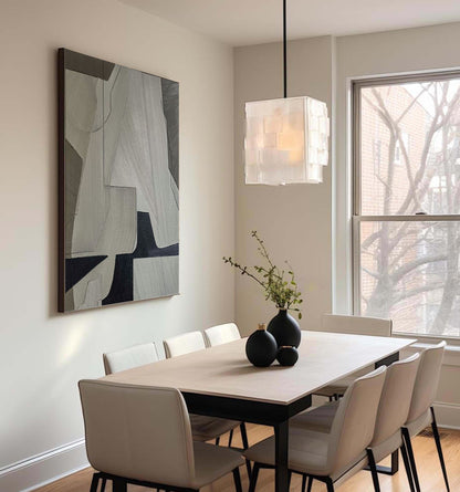 Elegant Grey Abstract Oil Painting for Modern Minimalist Home Decor