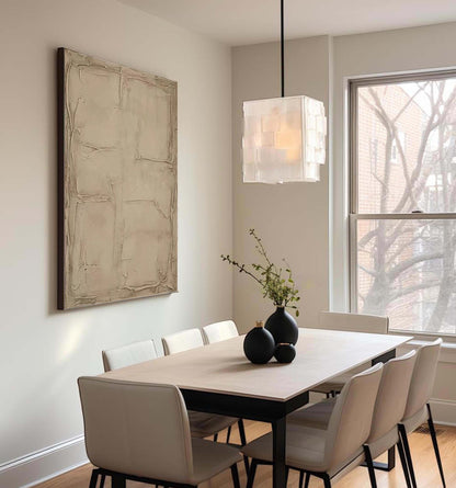 Contemporary Beige and Brown Abstract Oil Painting for Modern Home Decor