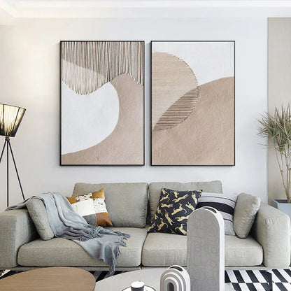 Neutral Beige and Brown Abstract Canvas Art for Modern Home Decor