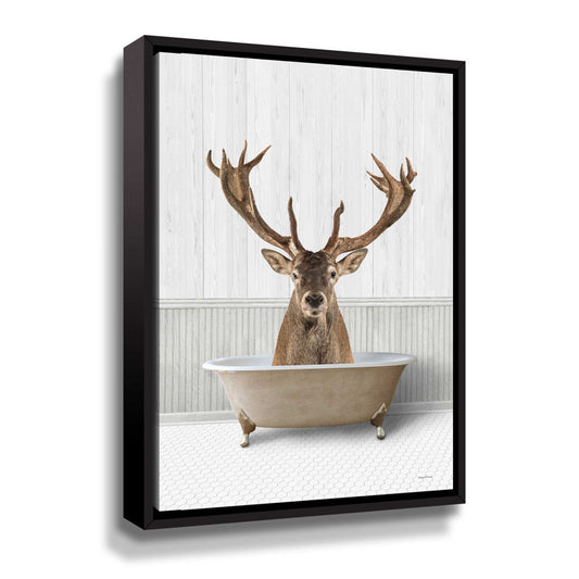 Whimsical Deer Bath Time Art - Fun Animal Decor for Bathroom Wall