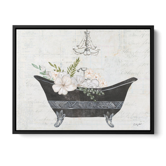 Vintage Botanical Bath Art - Floral Elegance in Canvas Décor