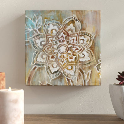 Henna Floral Mandala Canvas Art for Tranquil Self Care & Wellness Decor