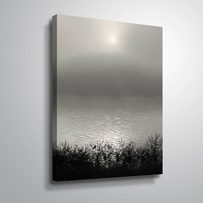 Serene Monochrome Sunrise Oil Painting for Modern Minimalist Home Decor