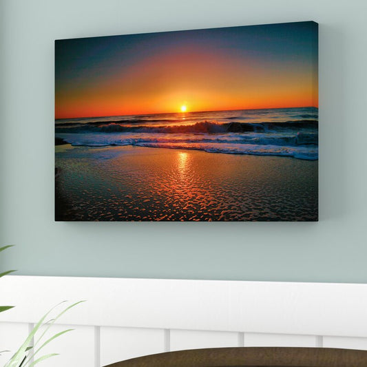 Sunrise Serenity Ocean Art | Vibrant Oil Painting of Beach and Waves