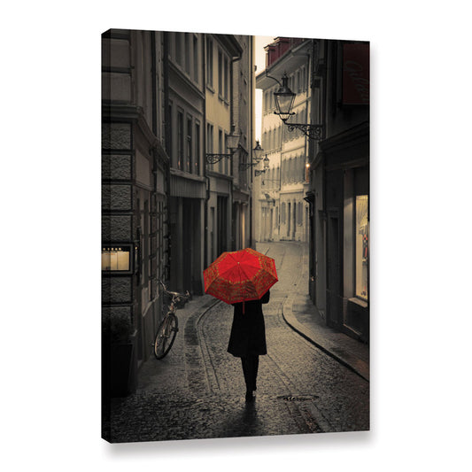 Modern Abstract Red Umbrella Oil Painting for Elegant Wall Décor