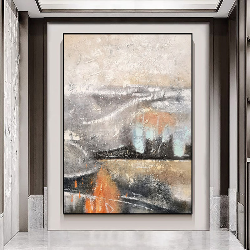 Abstract Oil Painting of Fiery Landscapes with Dynamic Brushstrokes