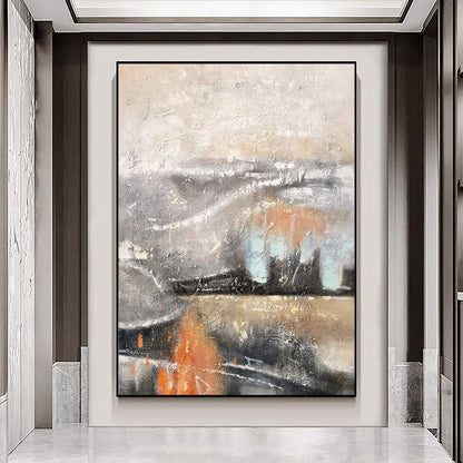 Abstract Oil Painting of Fiery Landscapes with Dynamic Brushstrokes