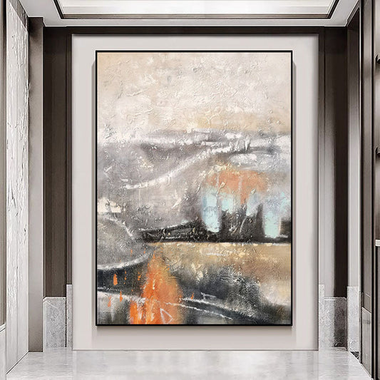 Abstract Oil Painting of Fiery Landscapes with Dynamic Brushstrokes