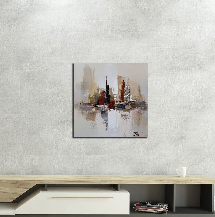 Metropolitan Mirage Abstract Cityscape Oil Painting