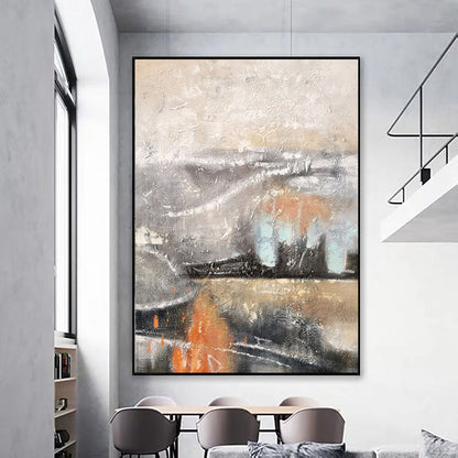 Abstract Oil Painting of Fiery Landscapes with Dynamic Brushstrokes