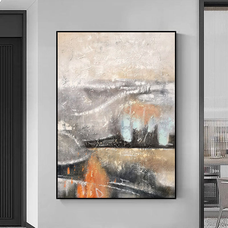 Abstract Oil Painting of Fiery Landscapes with Dynamic Brushstrokes
