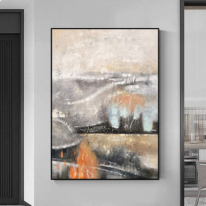 Abstract Oil Painting of Fiery Landscapes with Dynamic Brushstrokes