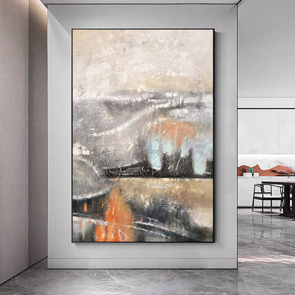 Abstract Oil Painting of Fiery Landscapes with Dynamic Brushstrokes